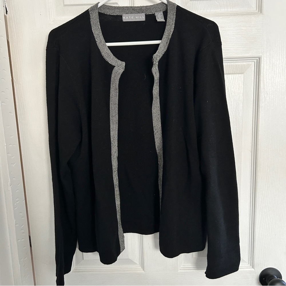 Kate Hill Black Cardigan Size XL